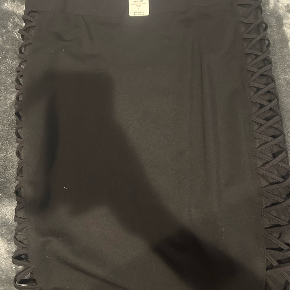 Black Lace-Up Detail Skirt